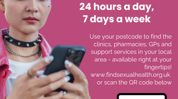 Person on mobile phone, scrolling, looking for sexual health services